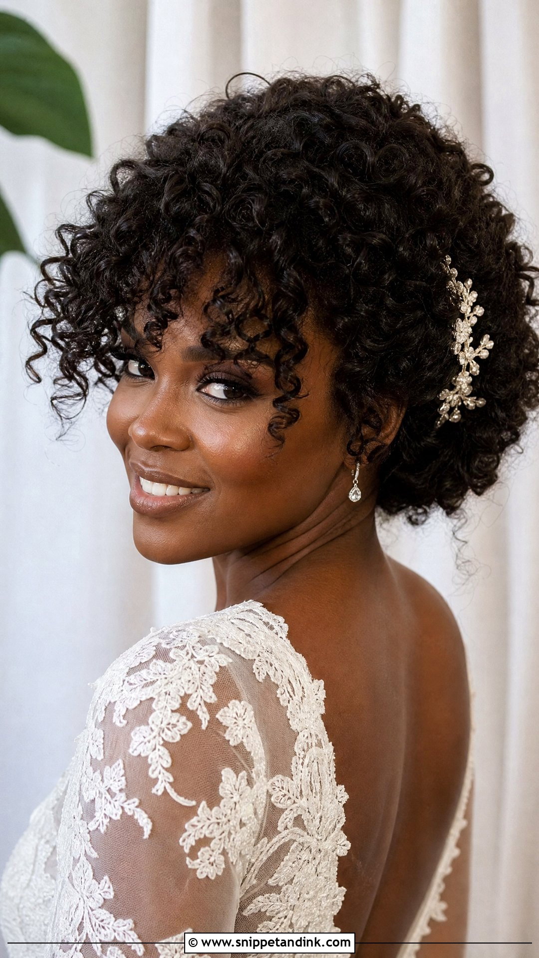 Bride Curly Bangs With Natural Curls - Snippet and Ink - 15 Bride Bangs
