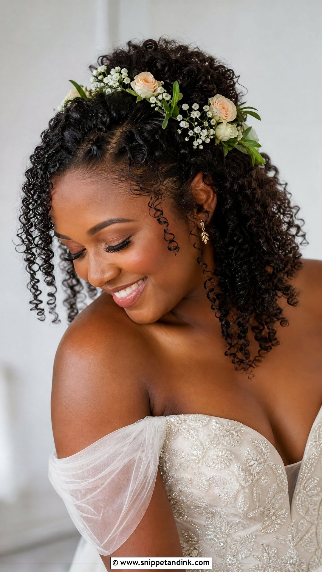 Bride Curly Hair With Flowers - Snippet and Ink - 15 Bride Flowers in Hair Ideas