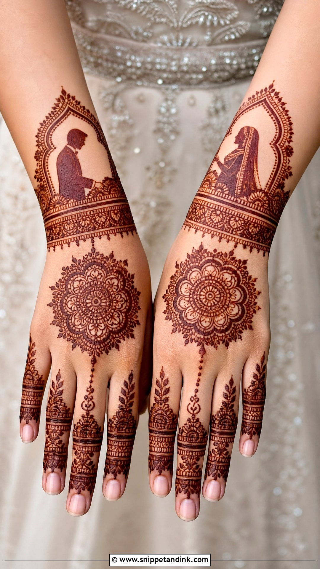 Bride Groom Back Hand Mehndi Design - Snippet and Ink - 20 Bride Groom Mehndi Designs