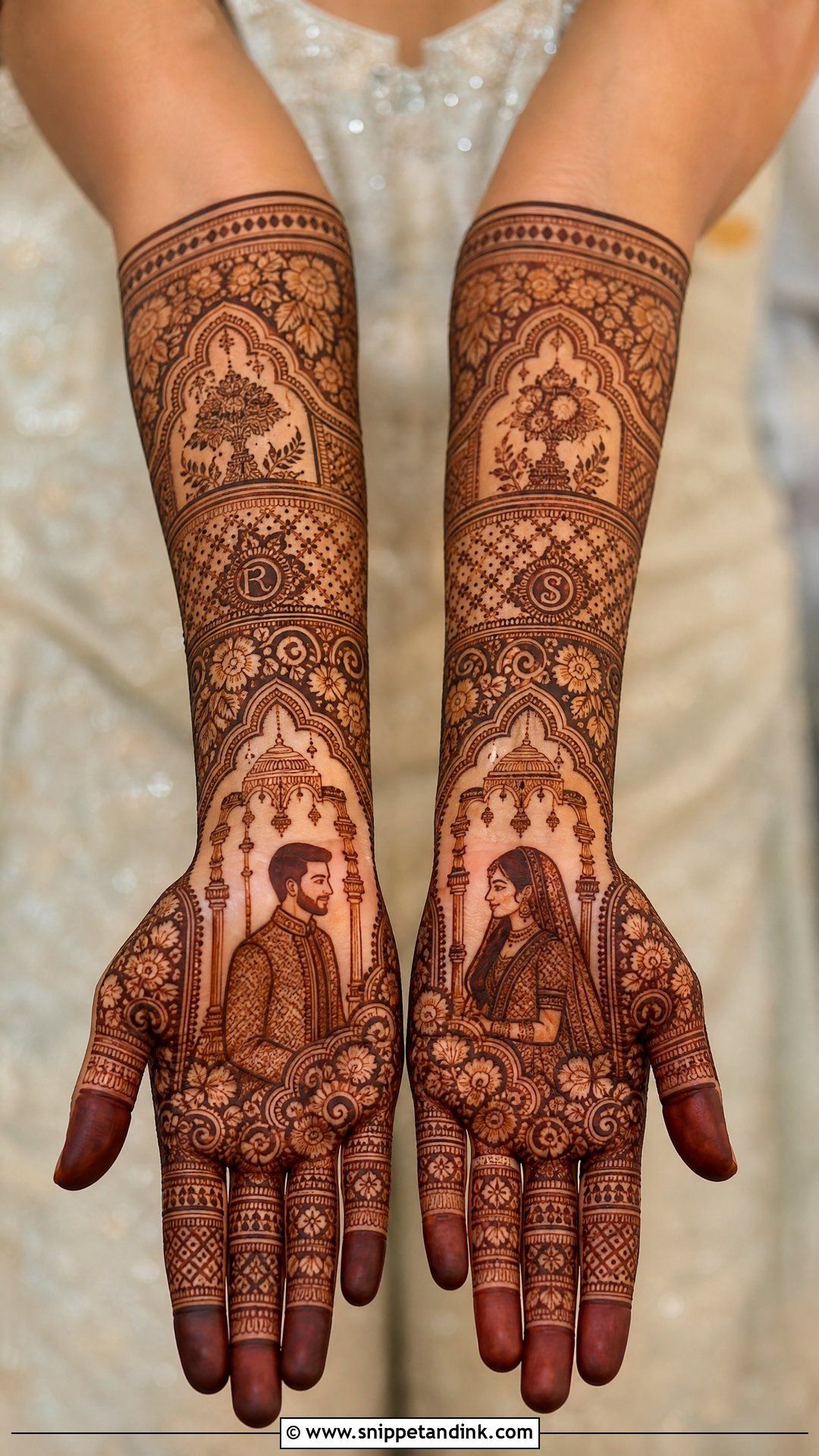Bride Groom Bridal Front Hand Mehndi Design - Snippet and Ink - 25 Bridal Front Hand Mehndi Designs