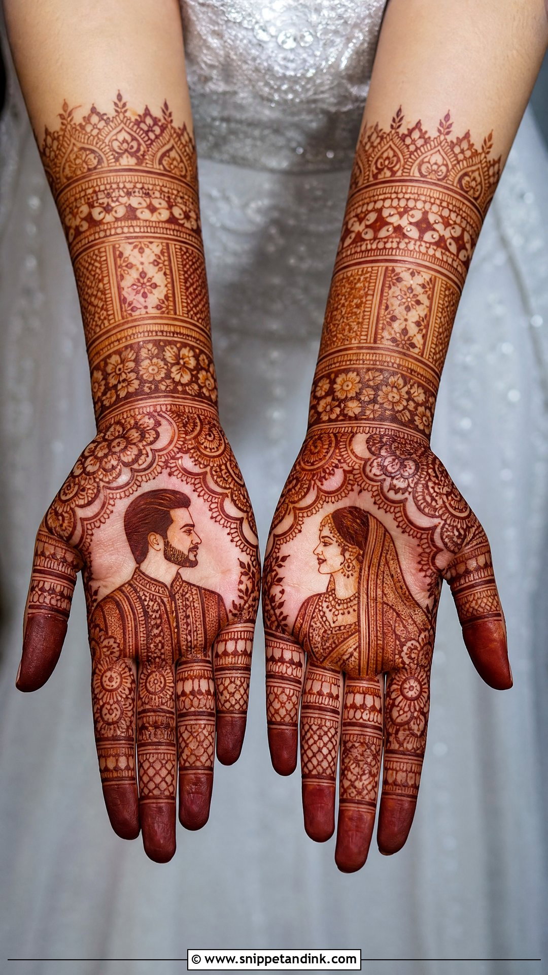 Bride Groom Bridal Front Hand Mehndi Design - Snippet and Ink - 25 Bridal Front Hand Mehndi Design 2025 Ideas