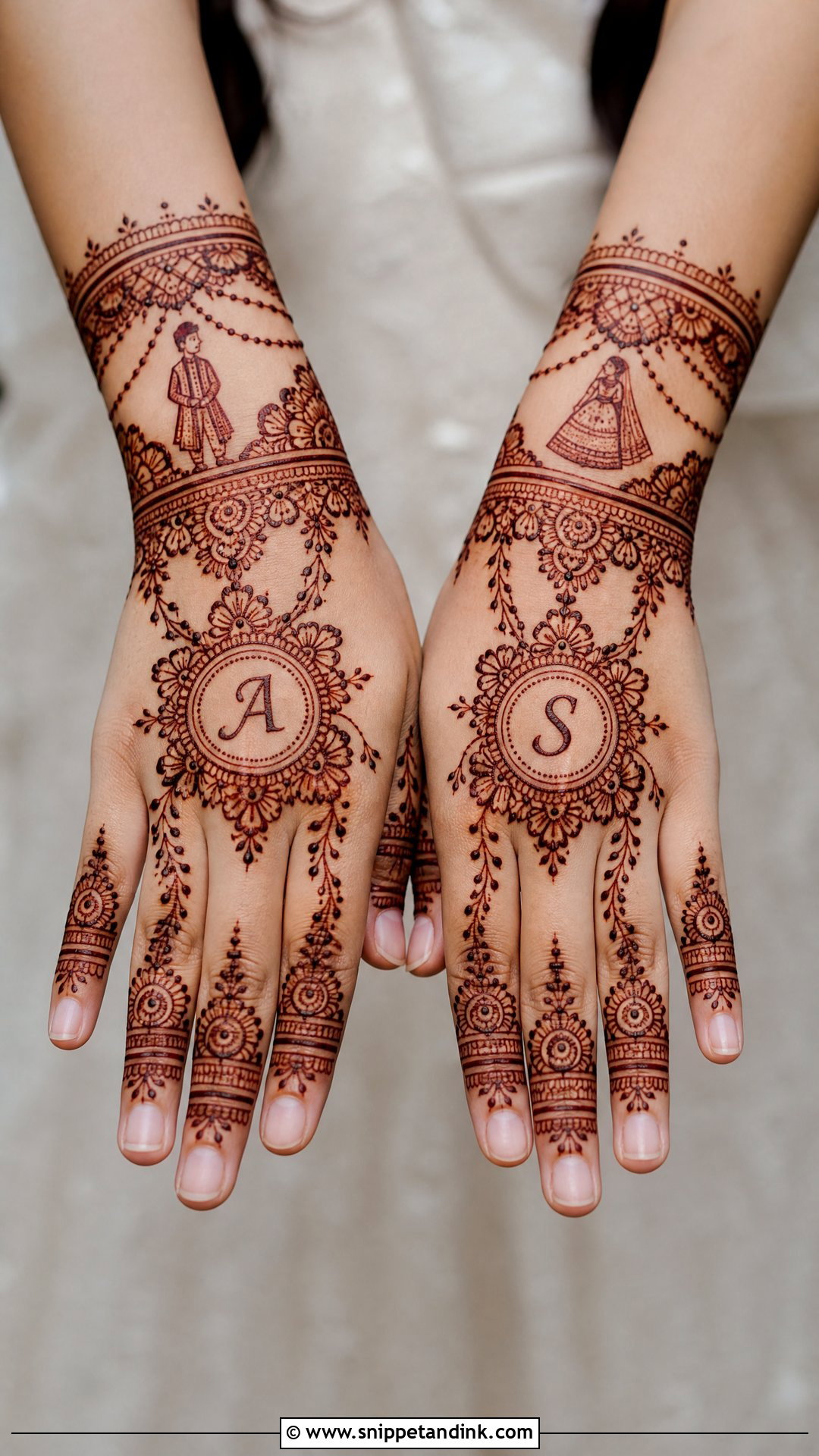 Bride Groom Engagement Mehndi Design - Snippet and Ink - 20 Bride Groom Mehndi Designs