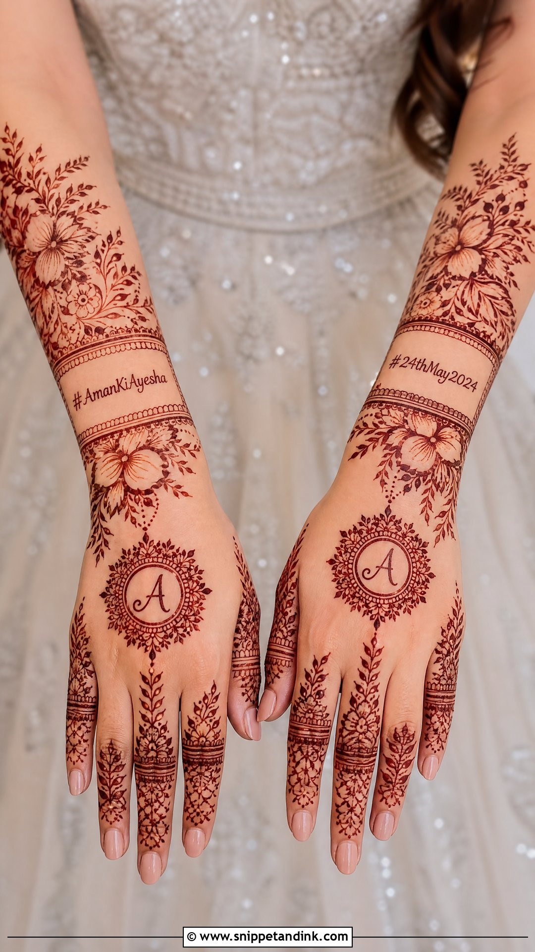 Bride Groom Hashtag Mehndi Design - Snippet and Ink - 20 Bride Groom Mehndi Designs