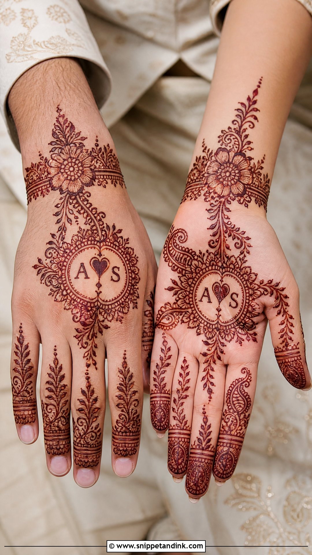 Bride Groom Matching Mehndi Design - Snippet and Ink - 20 Bride Groom Mehndi Designs