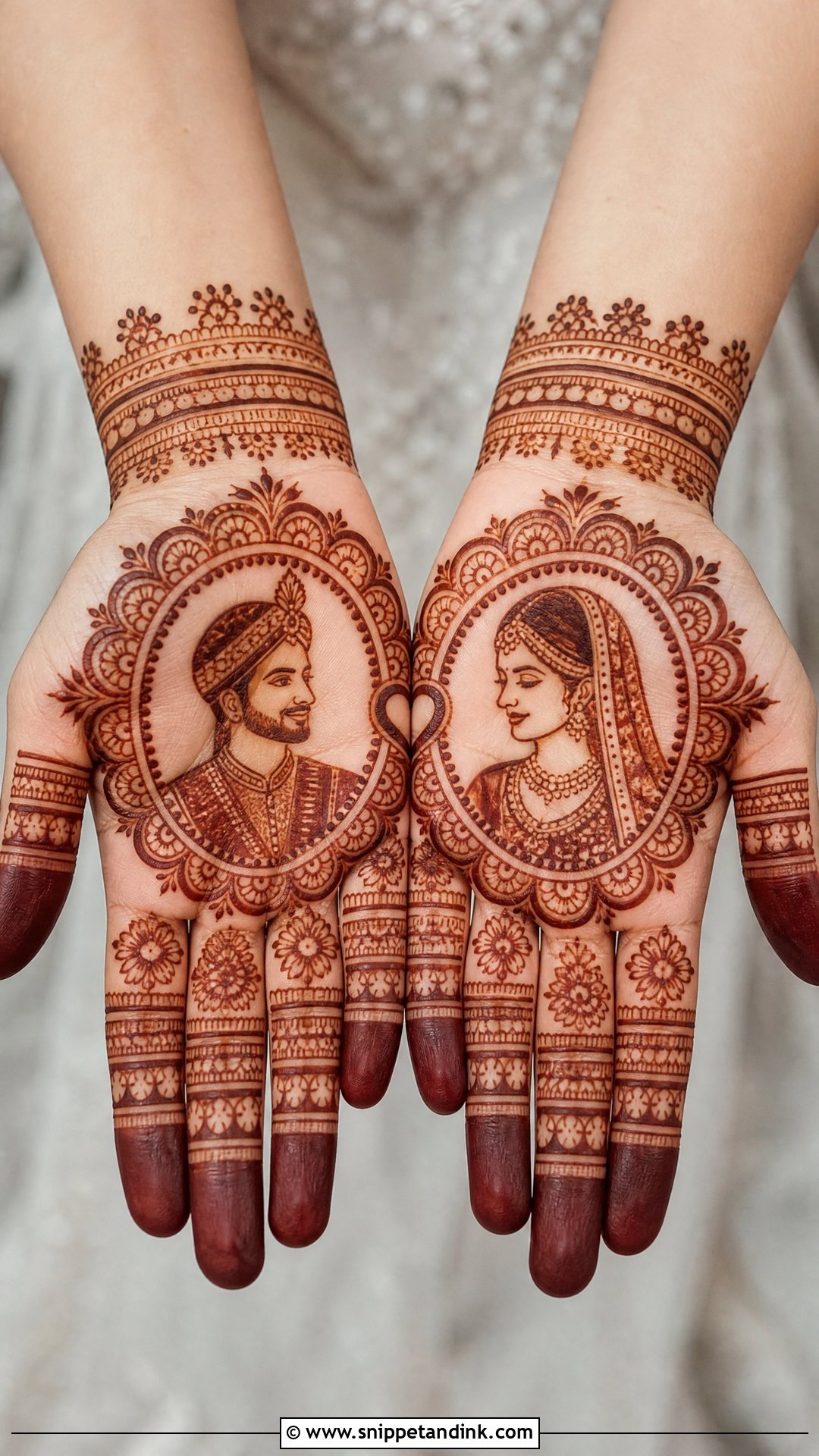 Bride Groom Palm Mehndi Design - Snippet and Ink - 20 Bride Groom Mehndi Designs