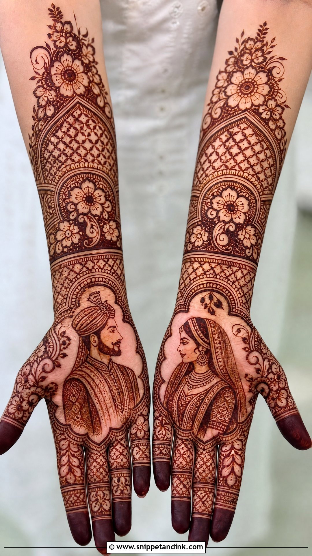 Bride Groom Portrait Bridal Figure Mehndi - Snippet and Ink - 25 Bridal Figure Mehndi Designs