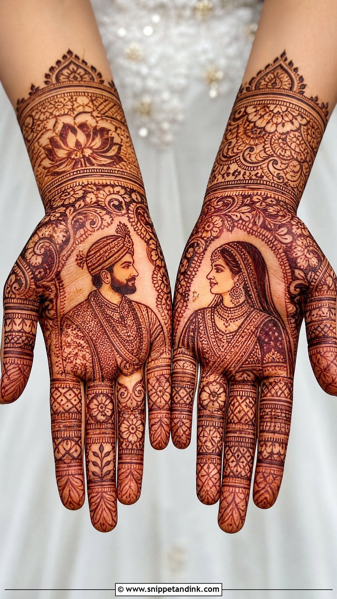 Bride Groom Portrait Mehendi - Snippet and Ink - 30 Mehendi Looks for Bride