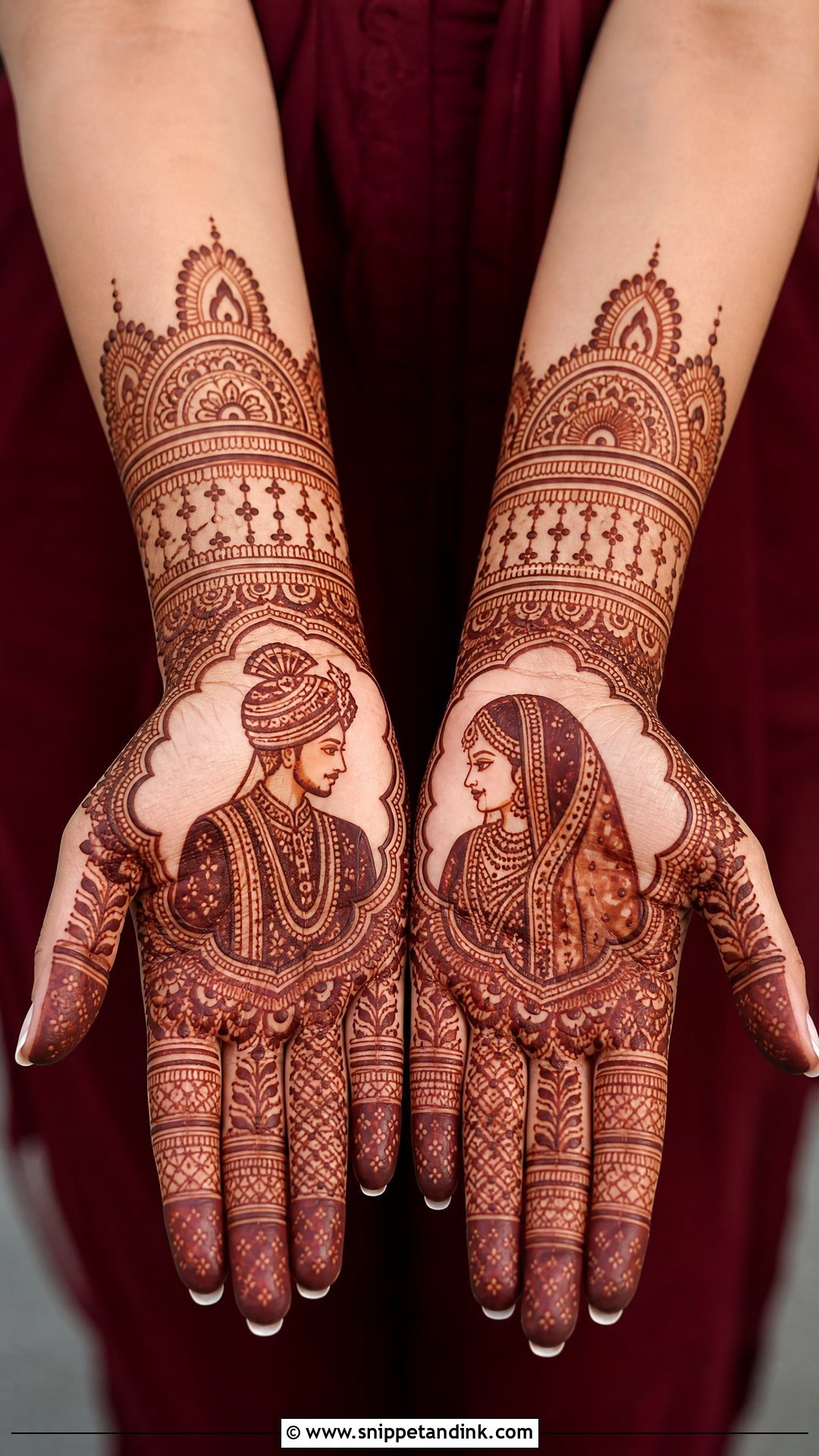 Bride Groom Portrait Mehndi Design - Snippet and Ink - 20 Groom Mehndi Design for Men Ideas