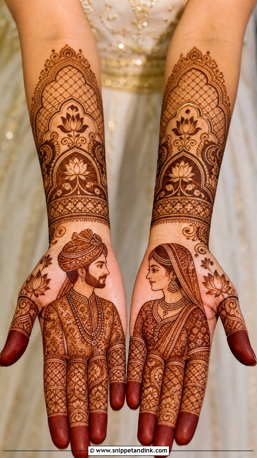Bride Groom Portrait Mehndi Design - Snippet and Ink - 20 Bride Groom Mehndi Designs