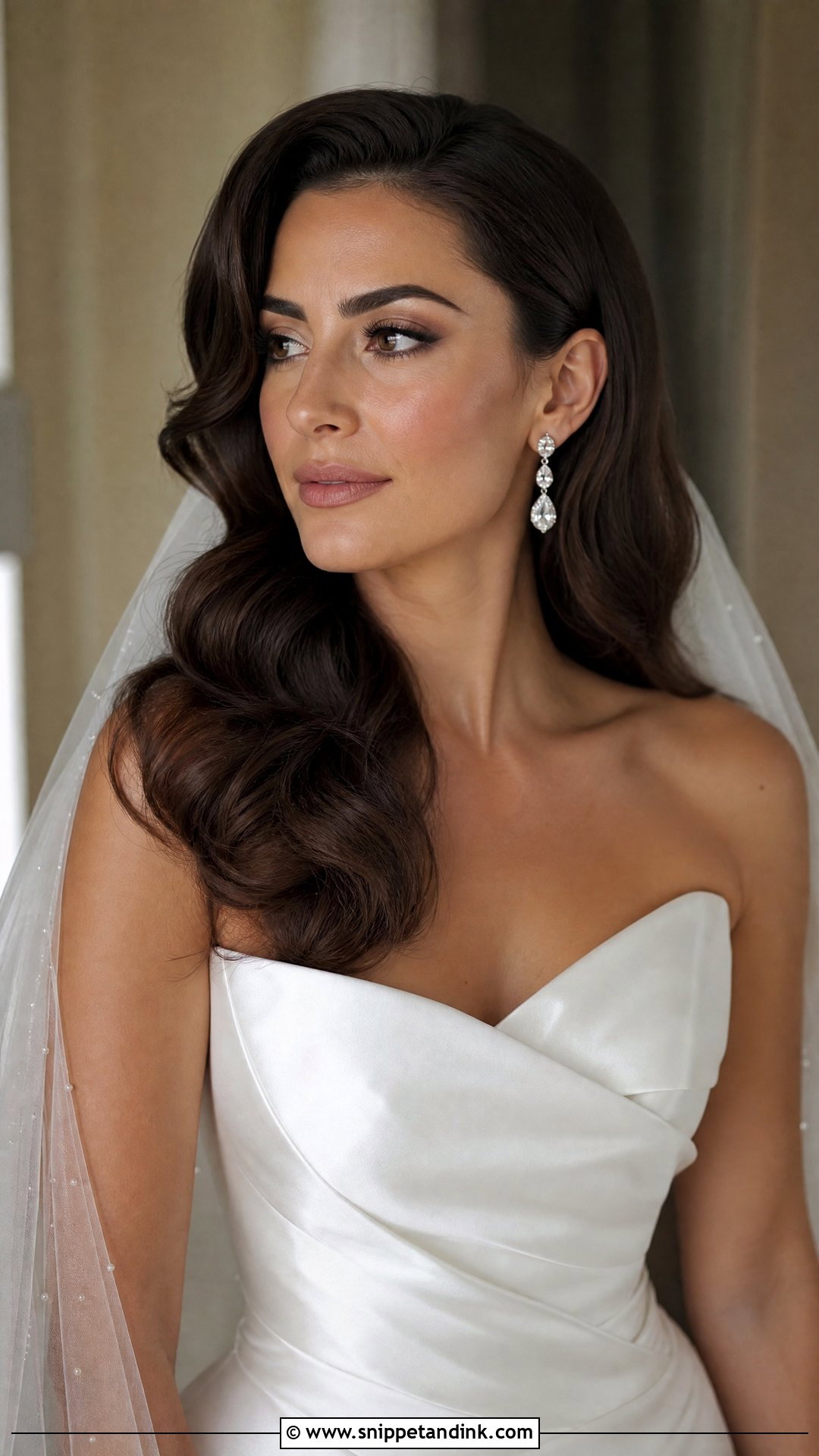 Bride Hair Down Hollywood Waves - Snippet and Ink - 15 Bride with Hair Down Ideas