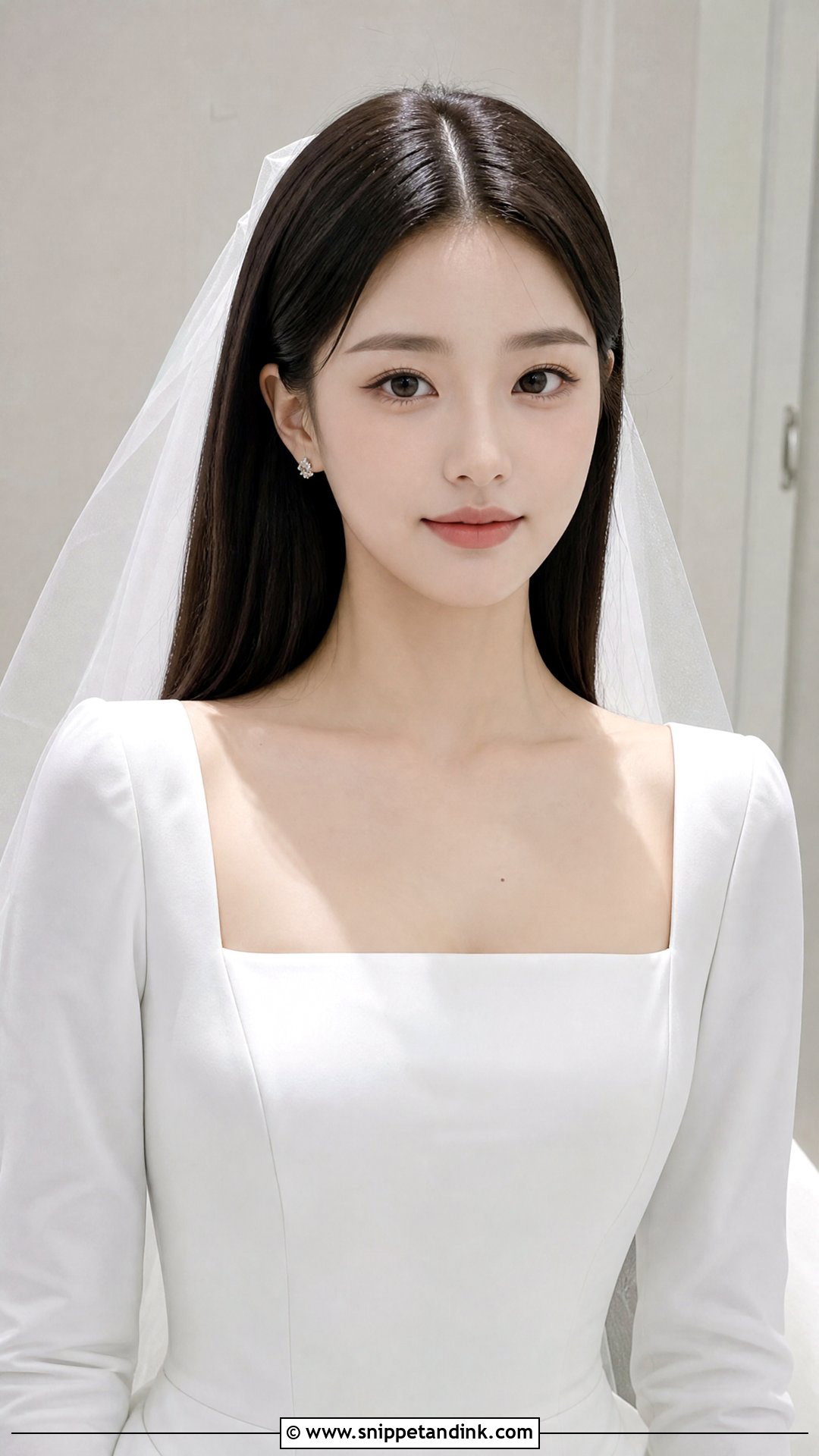 Bride Hair Down Sleek Straight Hair - Snippet and Ink - 15 Bride with Hair Down Ideas