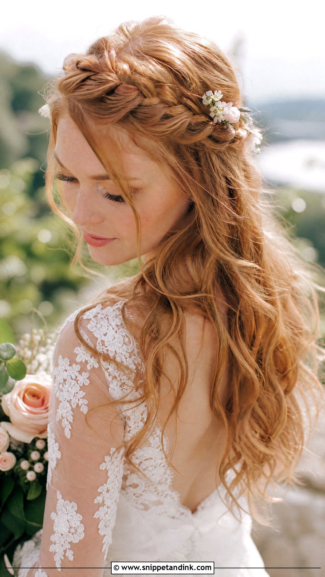 Bride Hair Down With Braided Crown - Snippet and Ink - 15 Bride Hairstyle Down Ideas