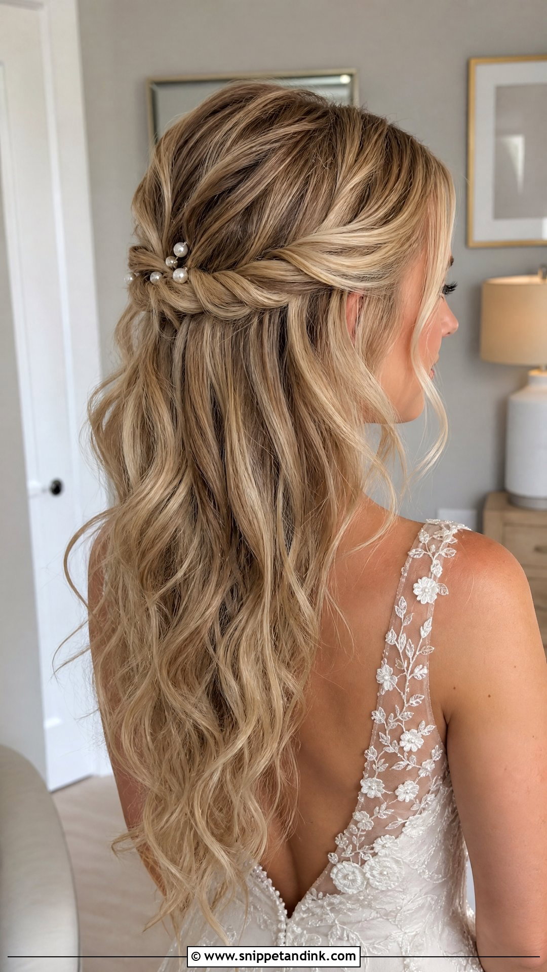 Bride Hair Down With Half Twist - Snippet and Ink - 15 Bride Hairstyle Down Ideas