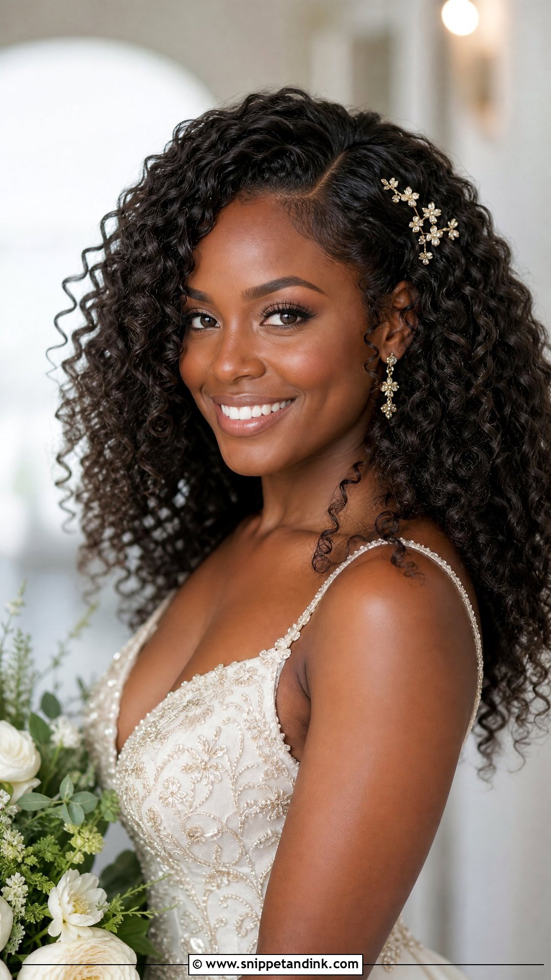 Bride Hair Down With Natural Curls - Snippet and Ink - 15 Bride Hairstyle Down Ideas