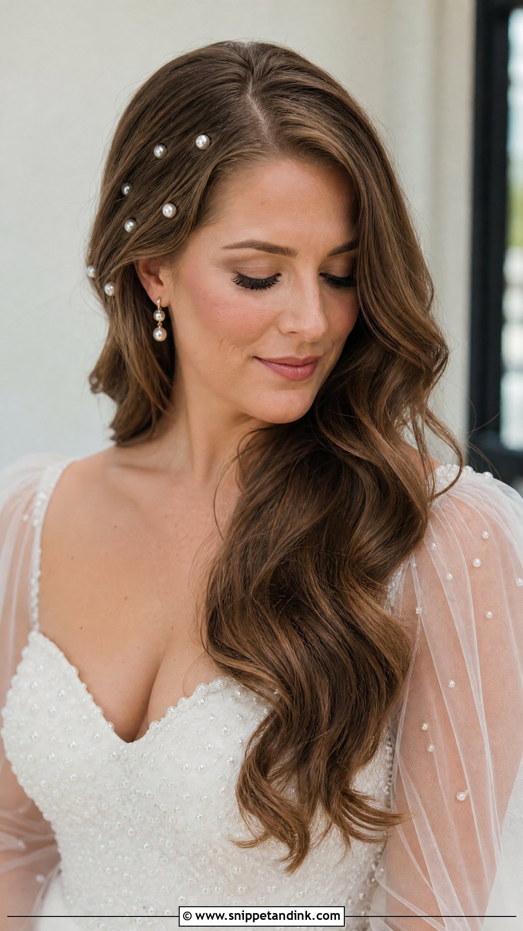Bride Hair Down With Pearl Pins - Snippet and Ink - 15 Bride Hairstyle Down Ideas