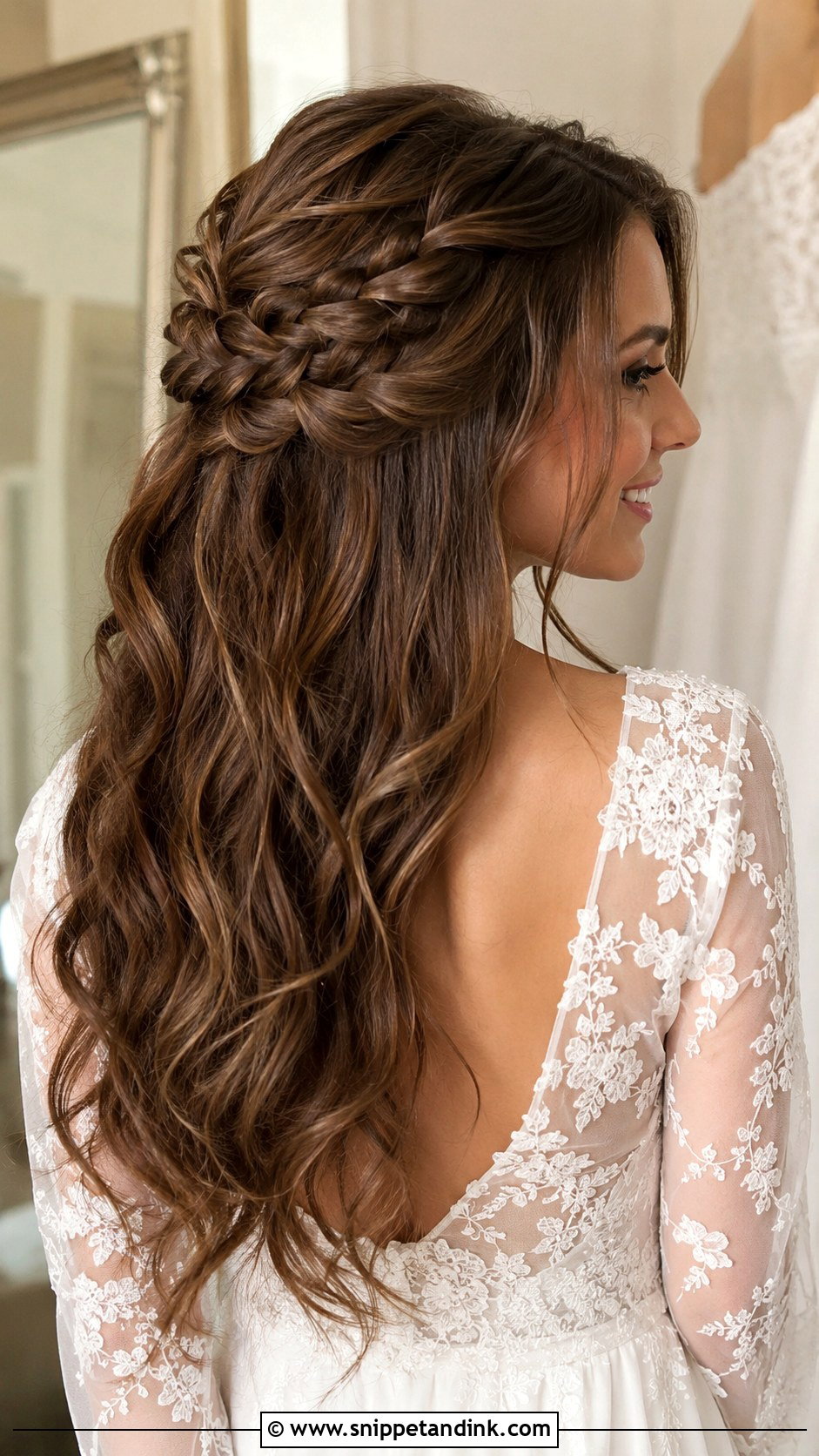 Bride Hair Long Down Half Up Braid - Snippet and Ink - 20 Bride Hair Long Down Ideas