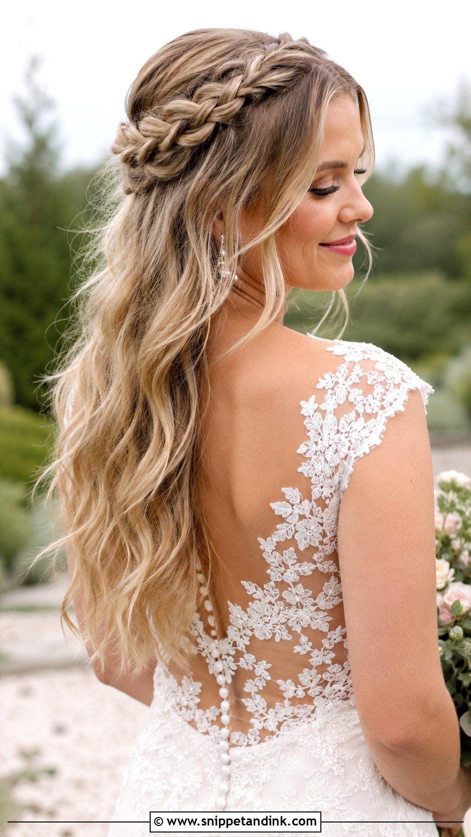 Bride Hair Long Down With Braided Crown - Snippet and Ink - 20 Bride Hair Long Down Ideas