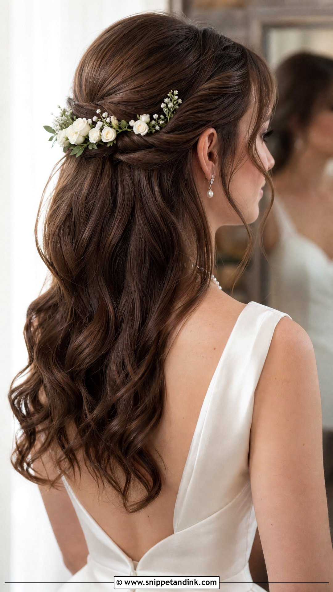 Bride Half Up Hair With Flowers - Snippet and Ink - 15 Bride Flowers in Hair Ideas