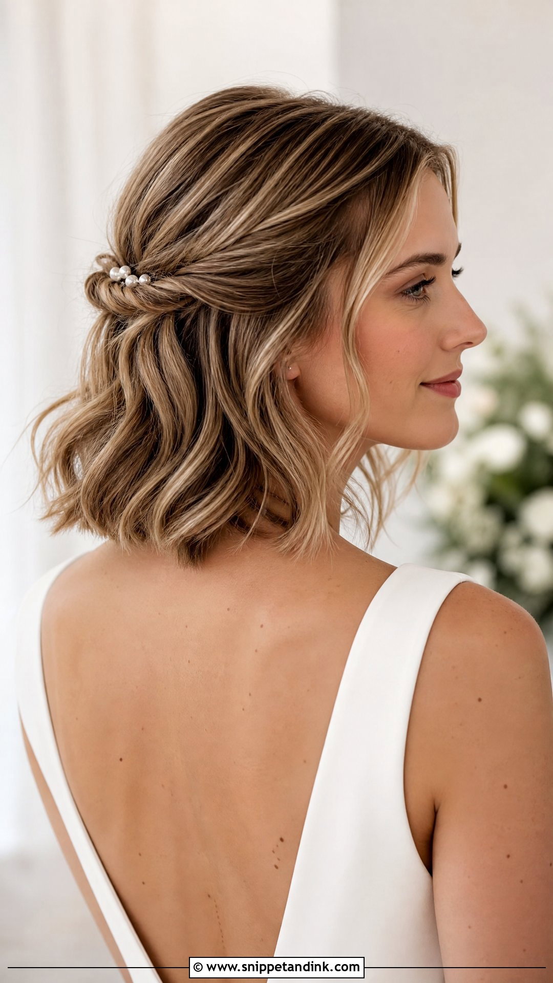 Bride Half Updo For Short Hair - Snippet and Ink - 15 Bride Half Updo Ideas