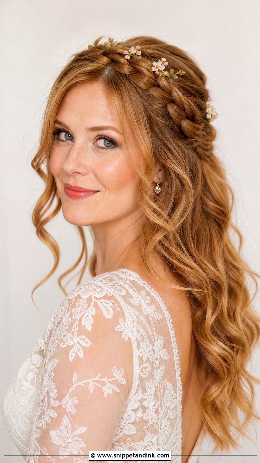 Bride Half Updo With Crown Braid - Snippet and Ink - 15 Bride Half Updo Ideas