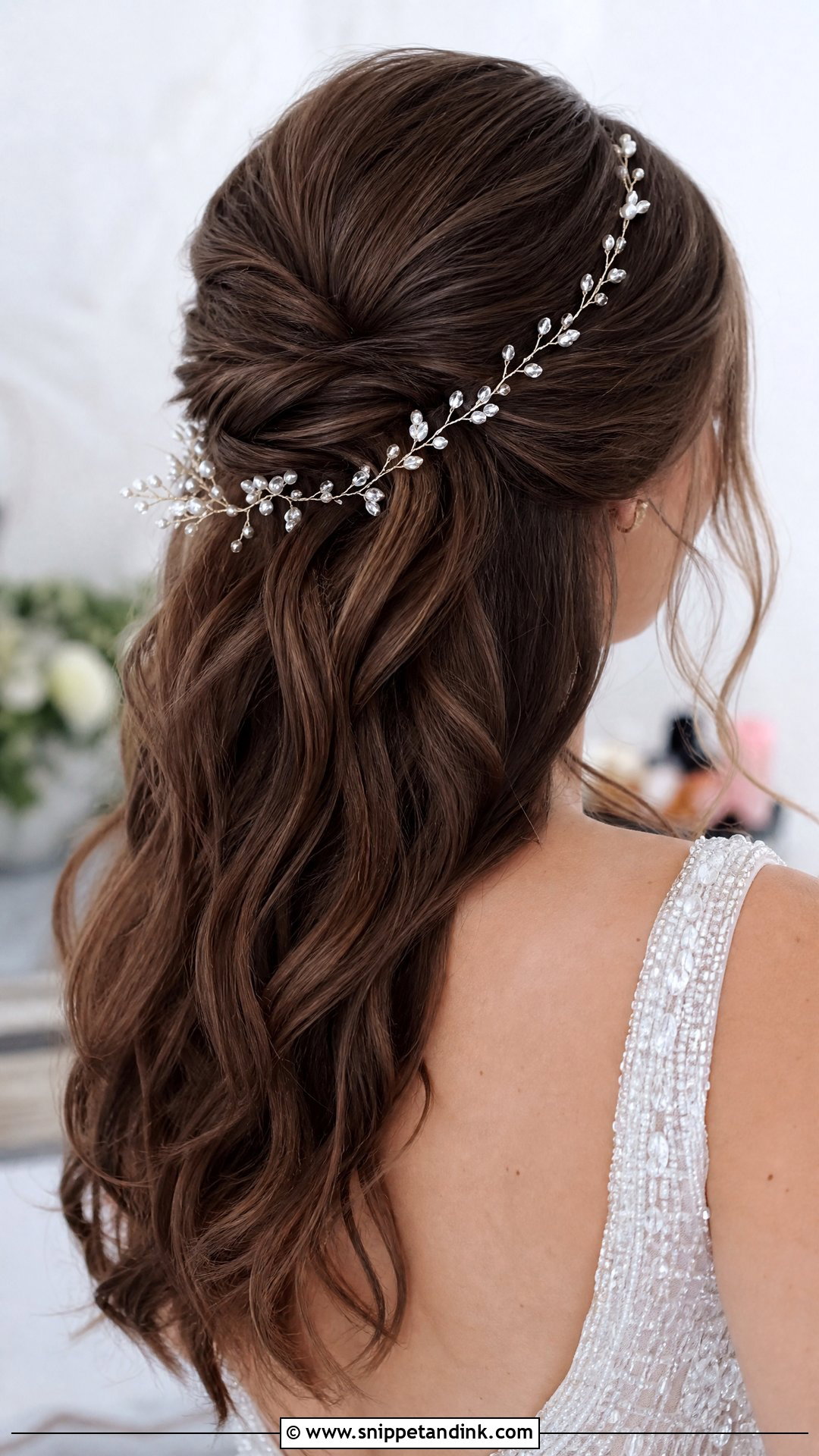Bride Half Updo With Hair Vine - Snippet and Ink - 15 Bride Half Updo Ideas