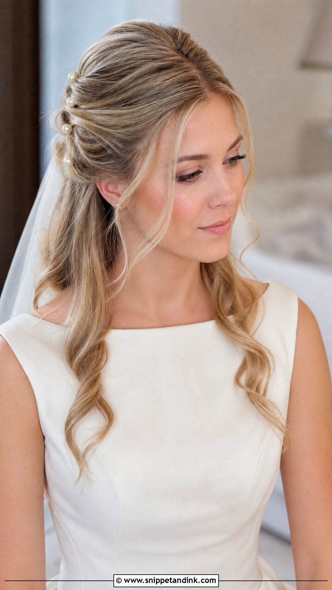 Bride Half Updo With Pearl Pins - Snippet and Ink - 15 Bride Half Updo Ideas