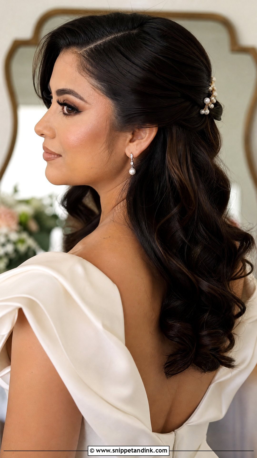 Bride Half Updo With Side Part - Snippet and Ink - 15 Bride Half Updo Ideas