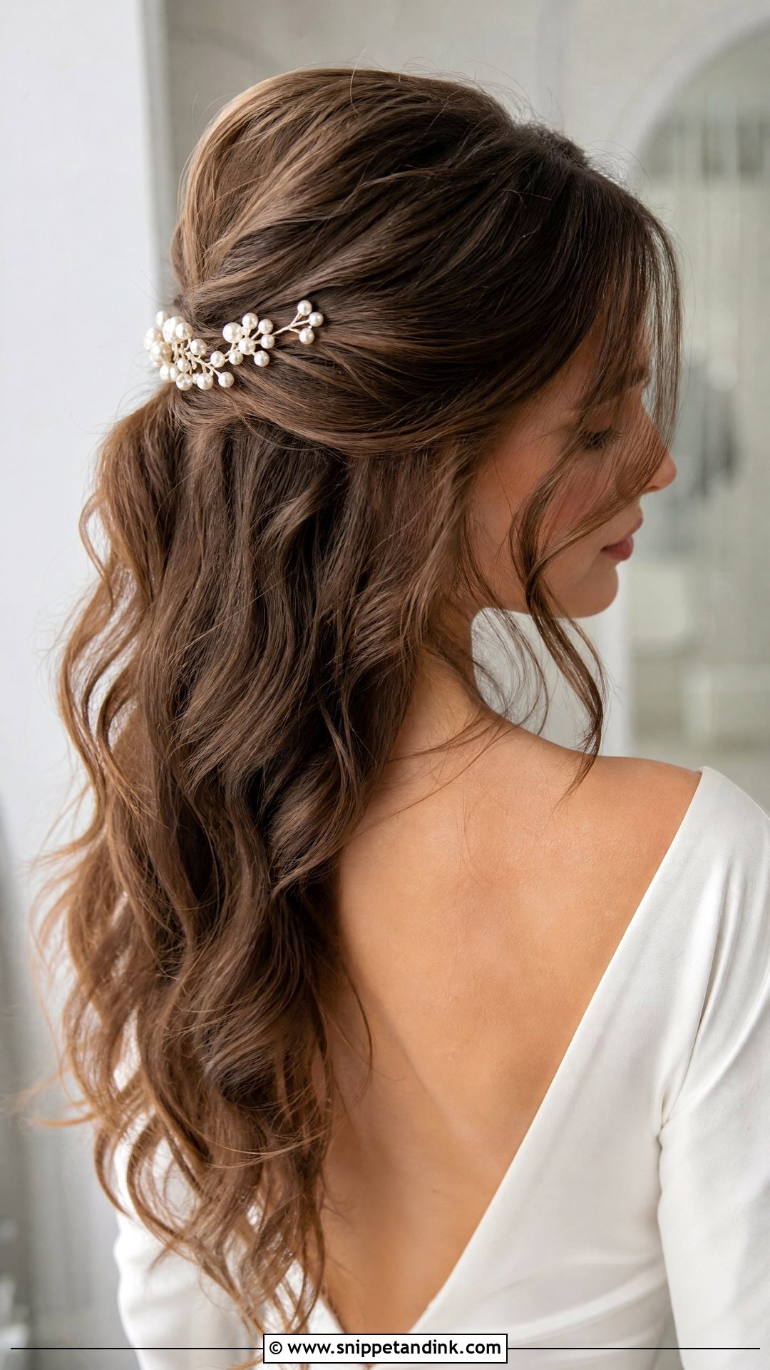 Bride Half Updo With Soft Waves - Snippet and Ink - 15 Bride Half Updo Ideas