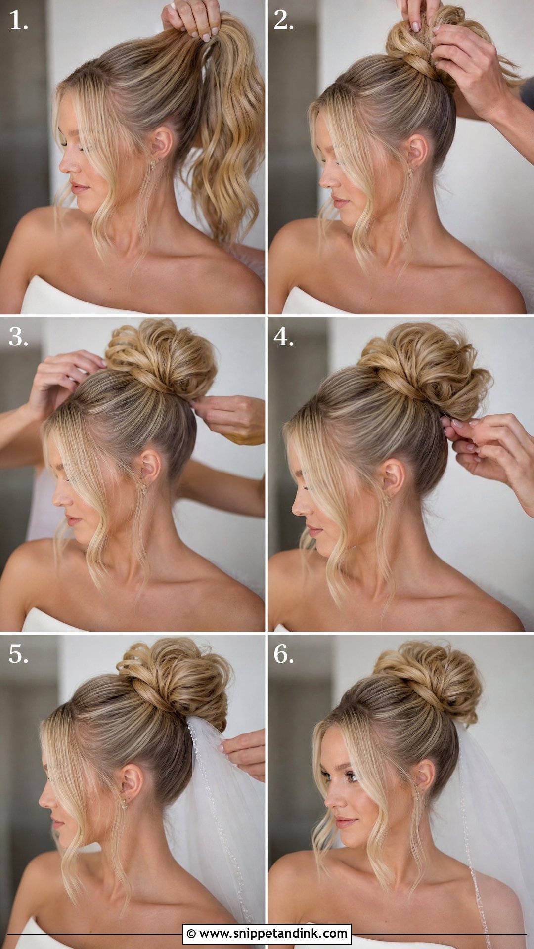 Bride High Bun Tutorial - Snippet and Ink - 15 Bride Hair Tutorial Ideas
