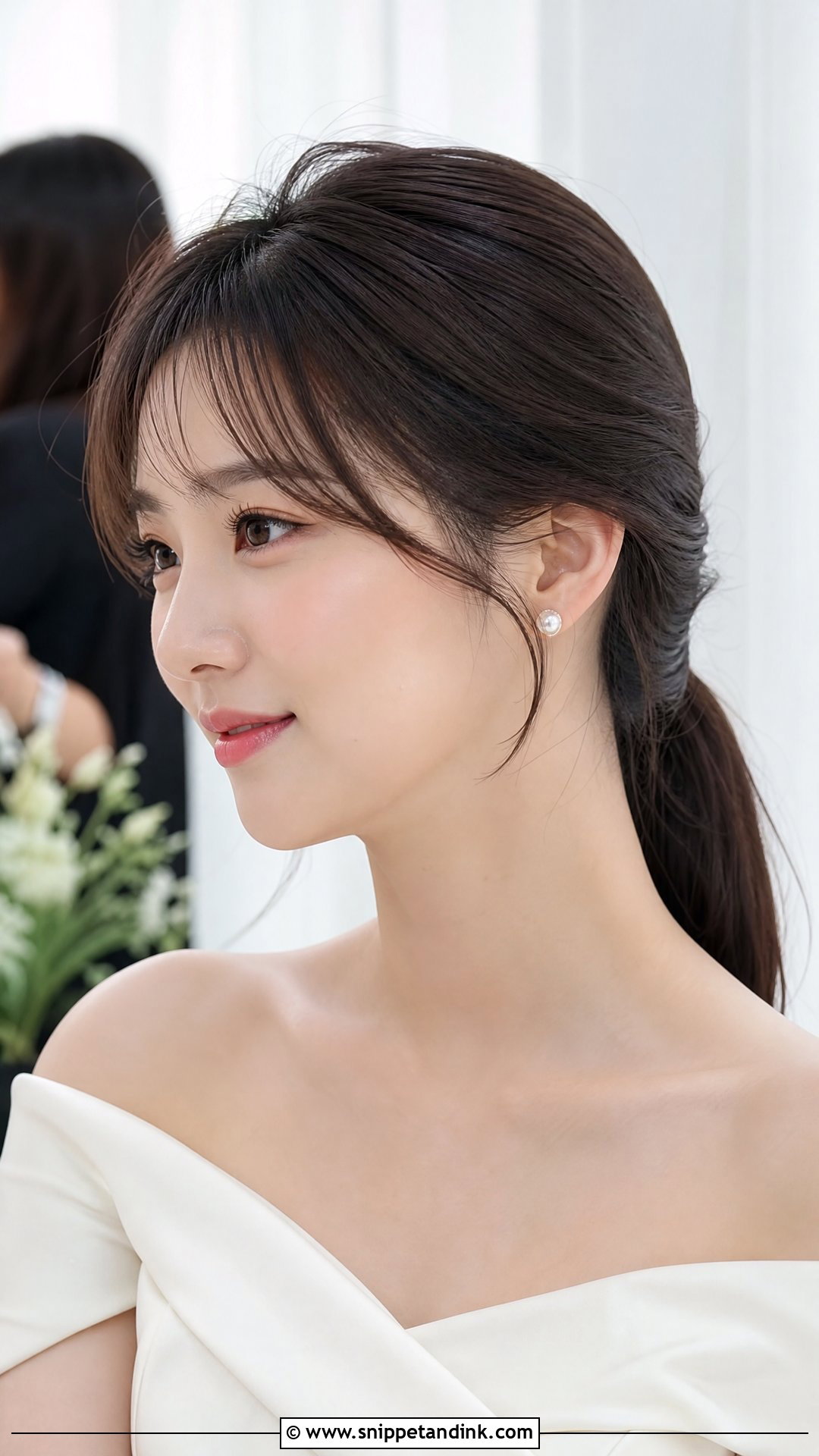 Bride Korean Bangs With Low Ponytail - Snippet and Ink - 15 Bride Bangs