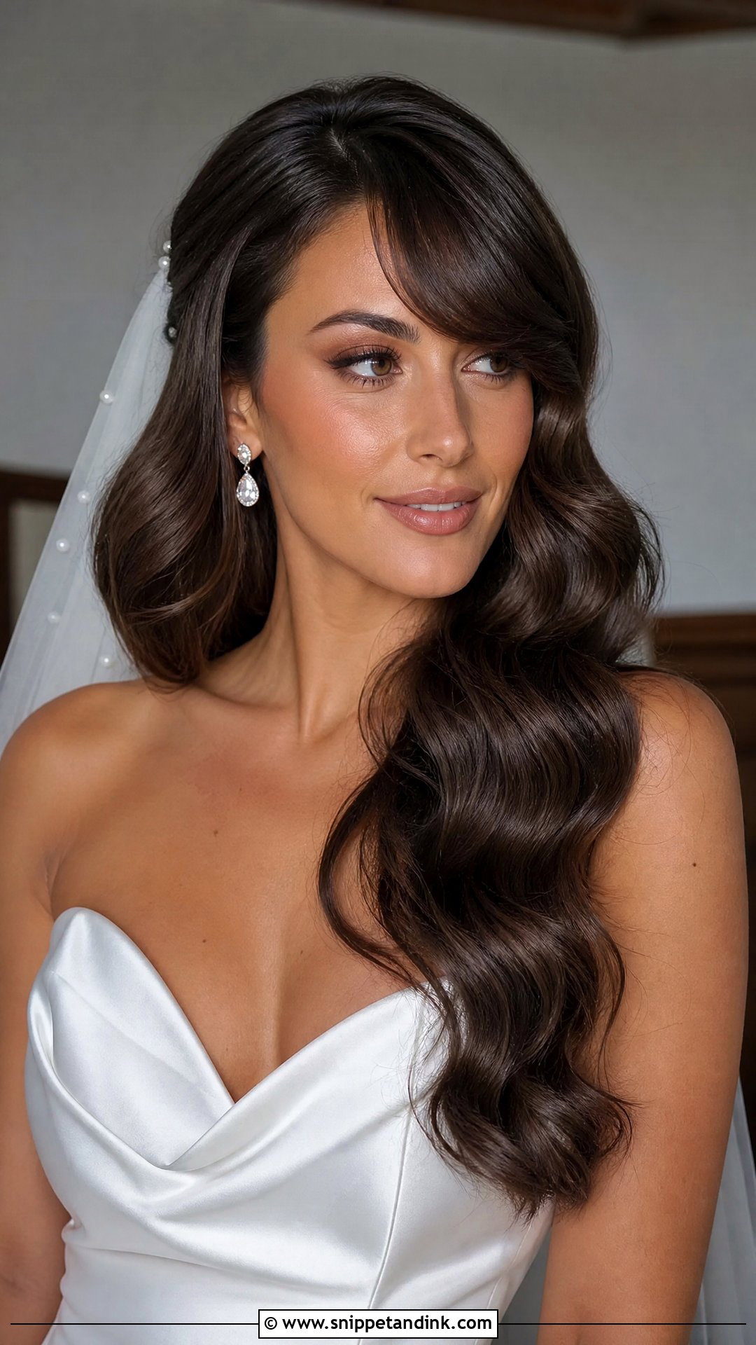 Bride Long Bangs With Hollywood Waves - Snippet and Ink - 15 Bride Bangs