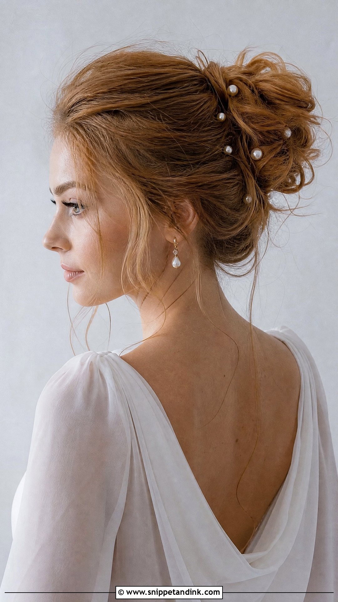 Bride Messy Bun With Pearls - Snippet and Ink - 15 Bride Hairstyles with Pearls