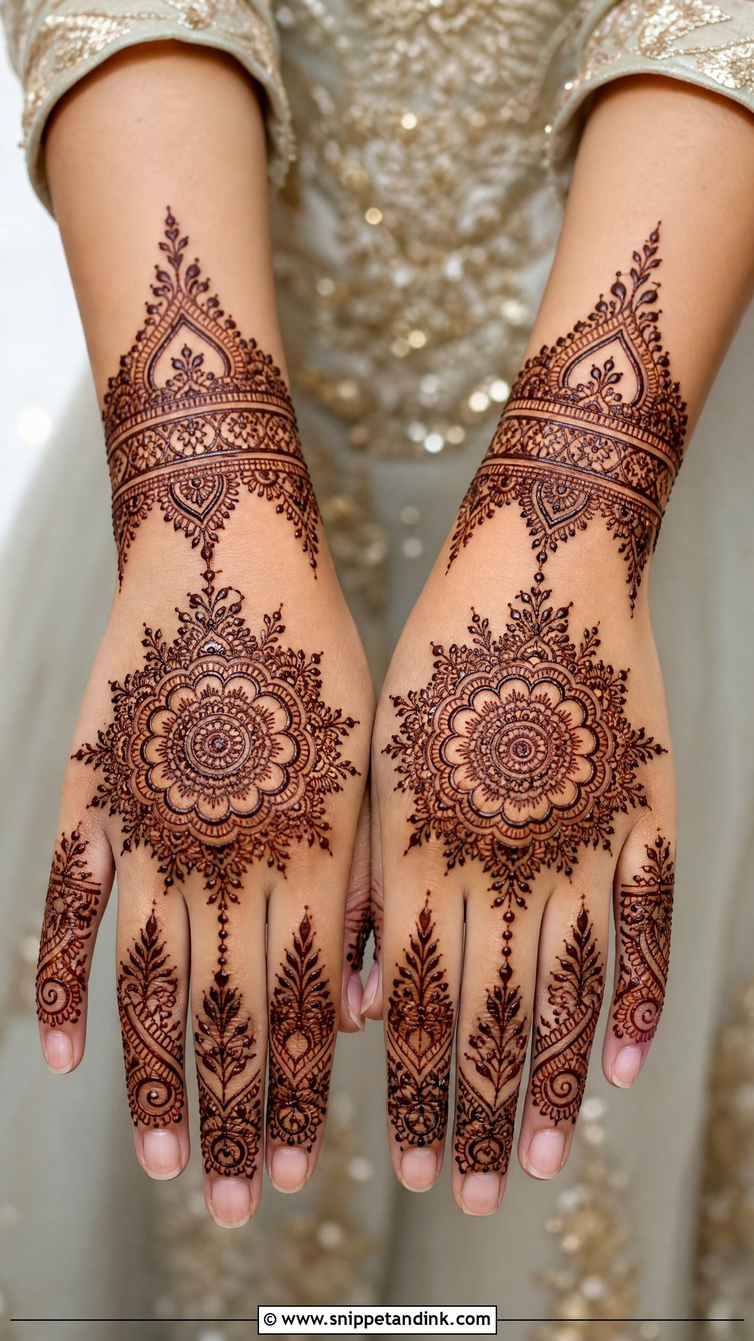 Bride Mother Back Hand Mehndi Design - Snippet and Ink - 20 Bride Mother Mehndi Designs
