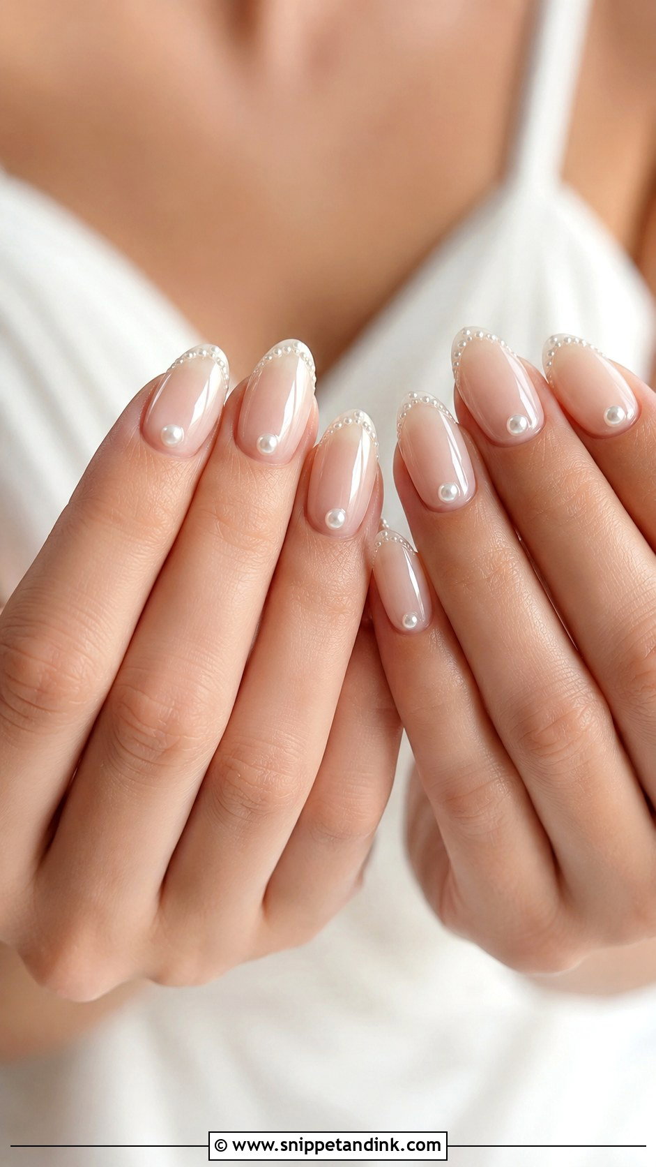 Bride Pearl Accent Nails - Snippet and Ink - 20 Nail Art Design for Bride Ideas