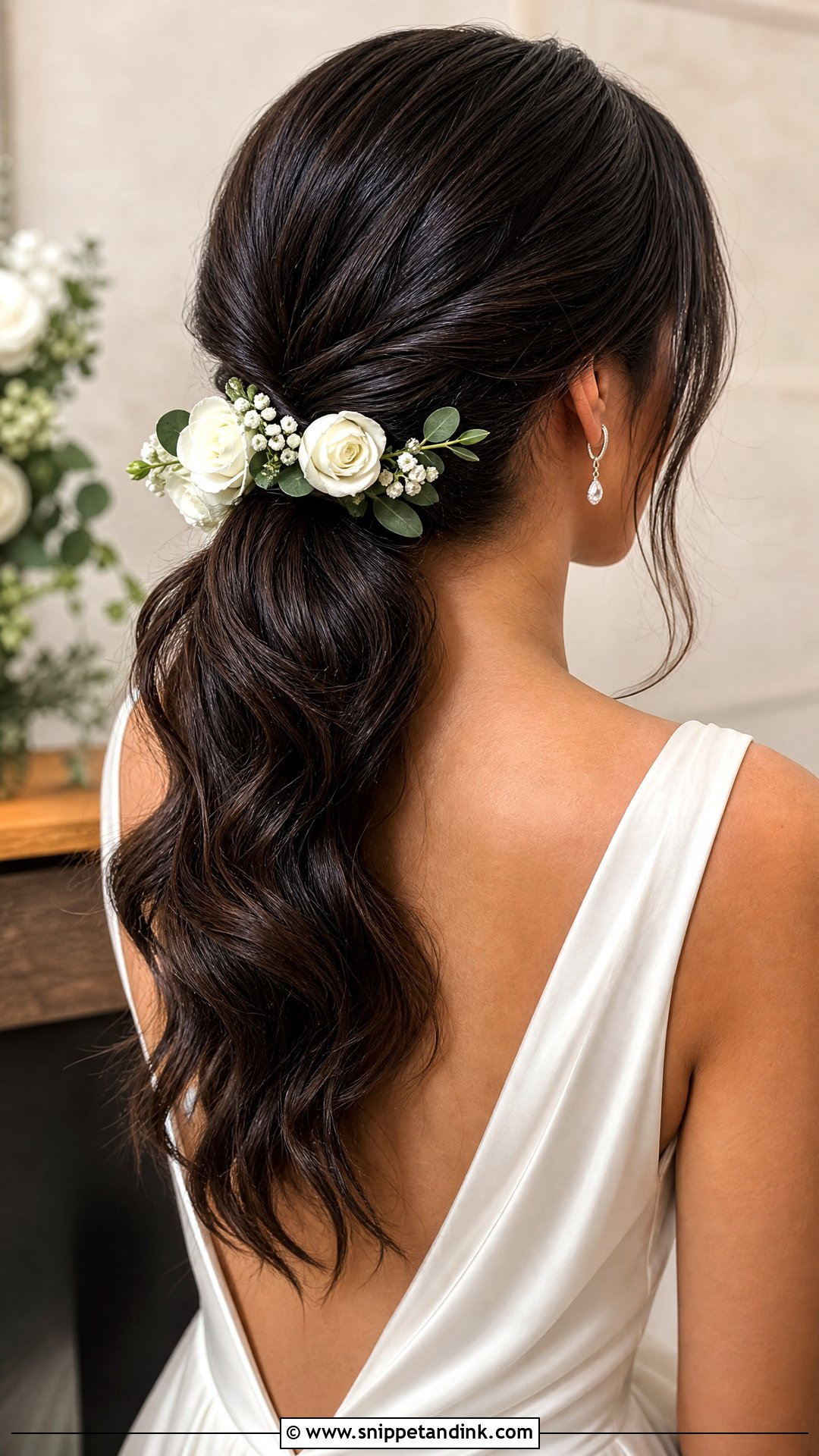 Bride Ponytail With Flowers - Snippet and Ink - 15 Bride Flowers in Hair Ideas