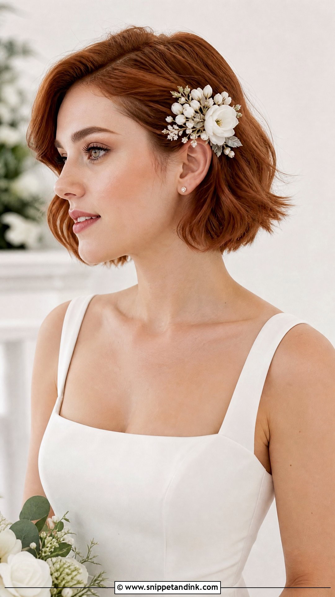 Bride Short Hair With Flowers - Snippet and Ink - 15 Bride Flowers in Hair Ideas