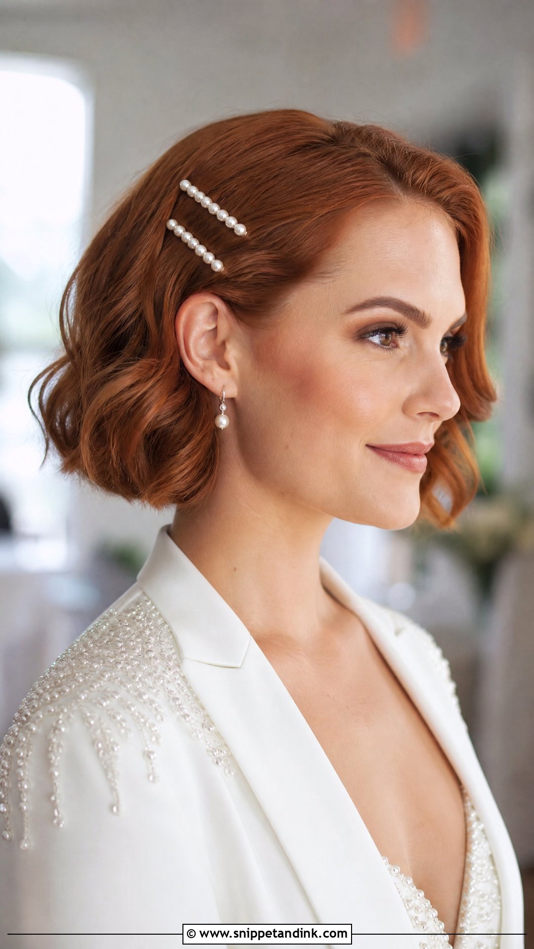 Bride Short Hair With Pearl Clips - Snippet and Ink - 15 Bride Hairstyles with Pearls