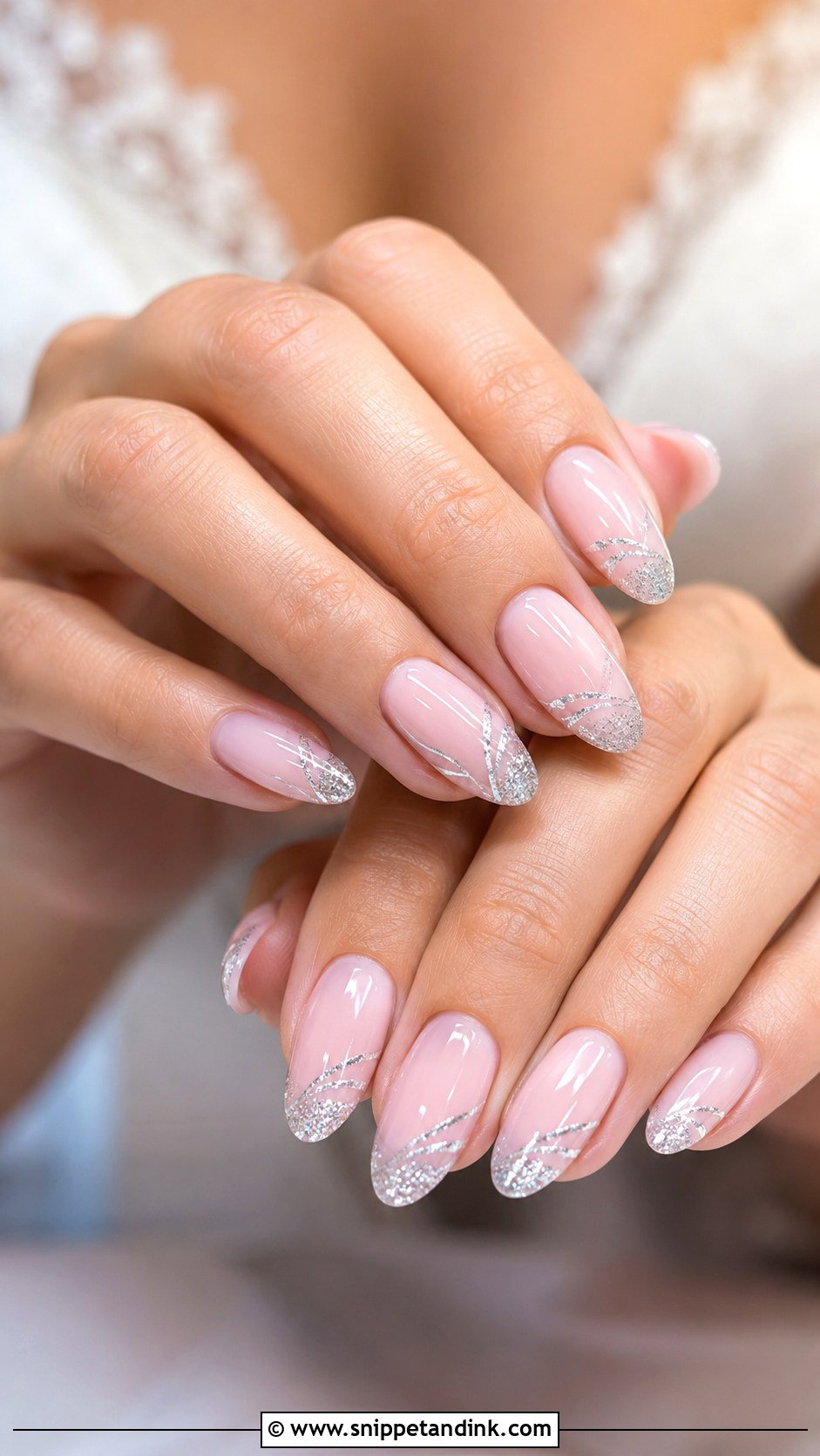 Bride Silver Accent Nails - Snippet and Ink - 20 Nail Art Design for Bride Ideas