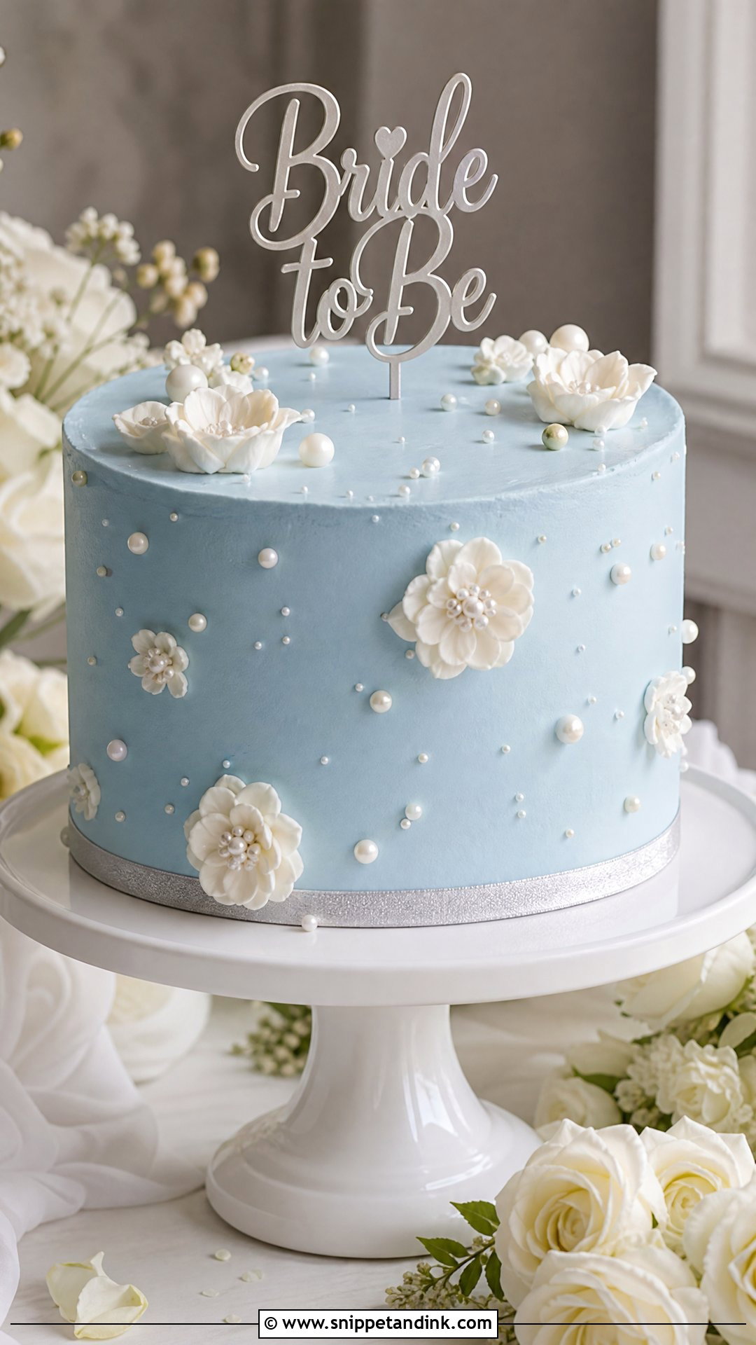 Bride To Be Blue Cake - Snippet and Ink - 30 Bride to Be Cakes Ideas