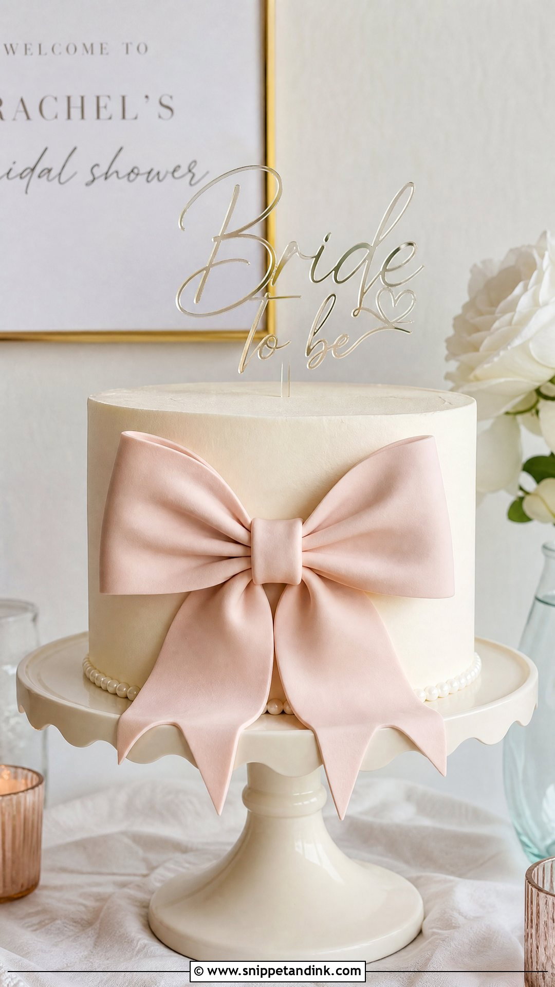 Bride To Be Bow Cake - Snippet and Ink - 25 Simple Bride to Be Cake Ideas