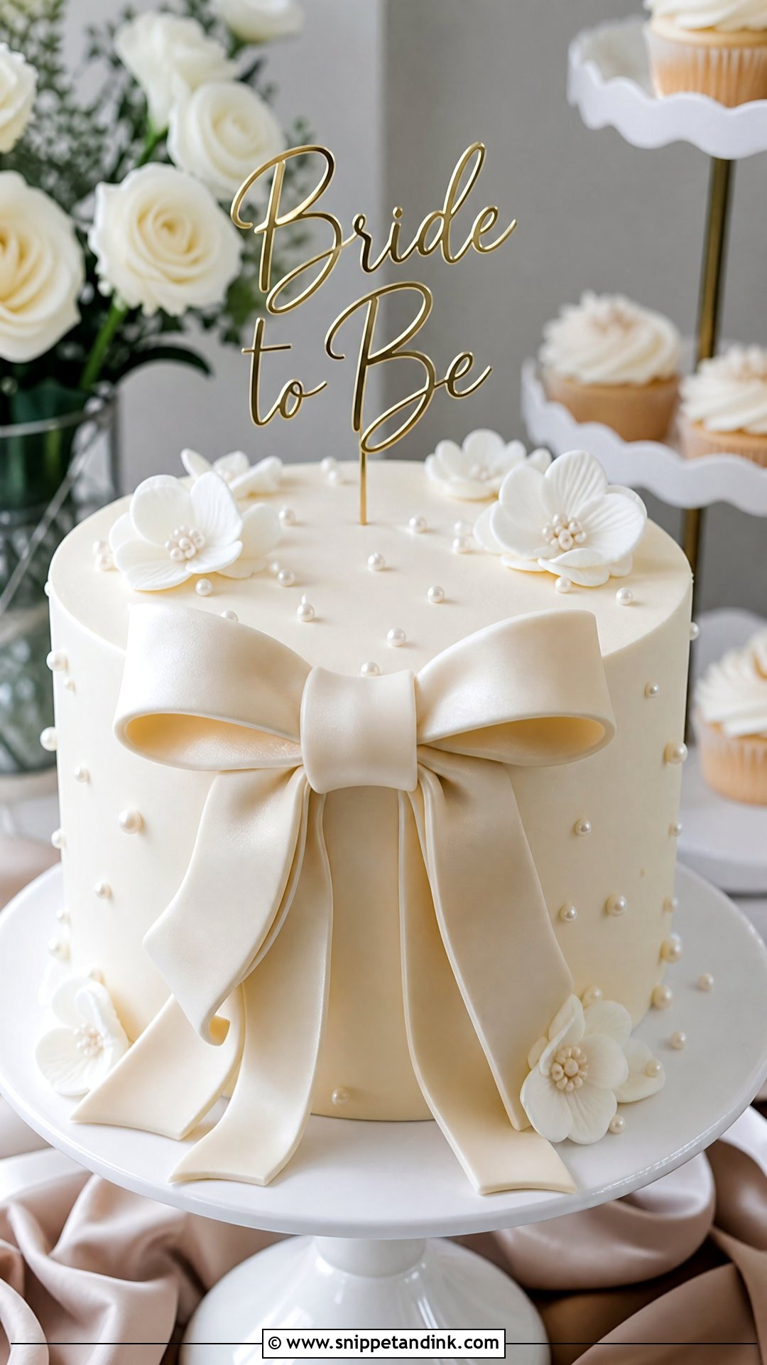 Bride To Be Bow Cake - Snippet and Ink - 30 Bride to Be Cakes Ideas