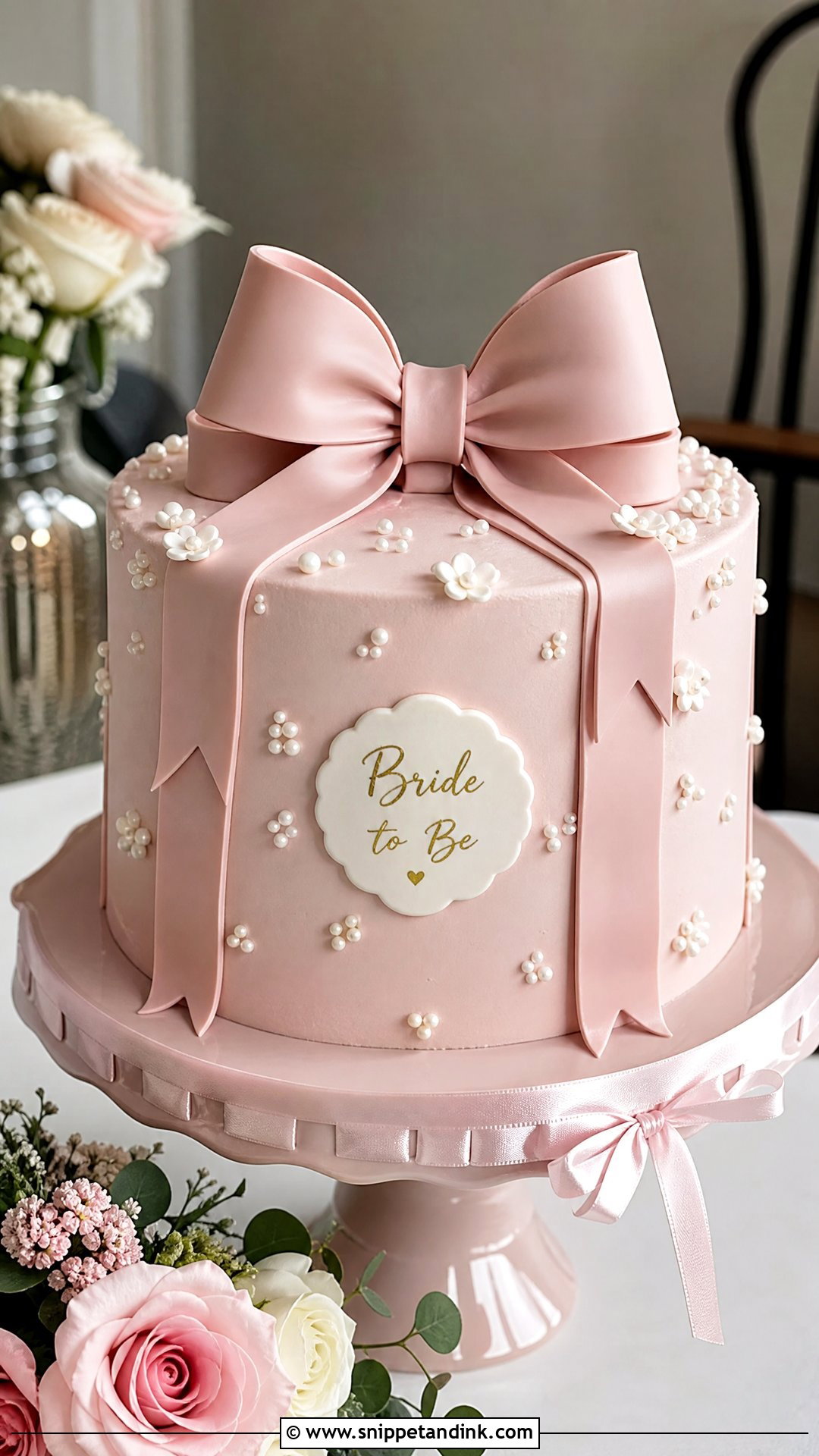 Bride To Be Bow Cake - Snippet and Ink - 35 Bride to Be Cake Ideas