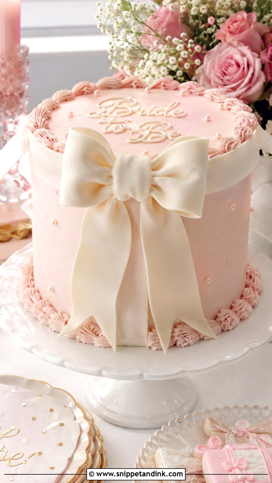 Bride To Be Bow Cake - Snippet and Ink - 20 Bride to Be Cake Designs
