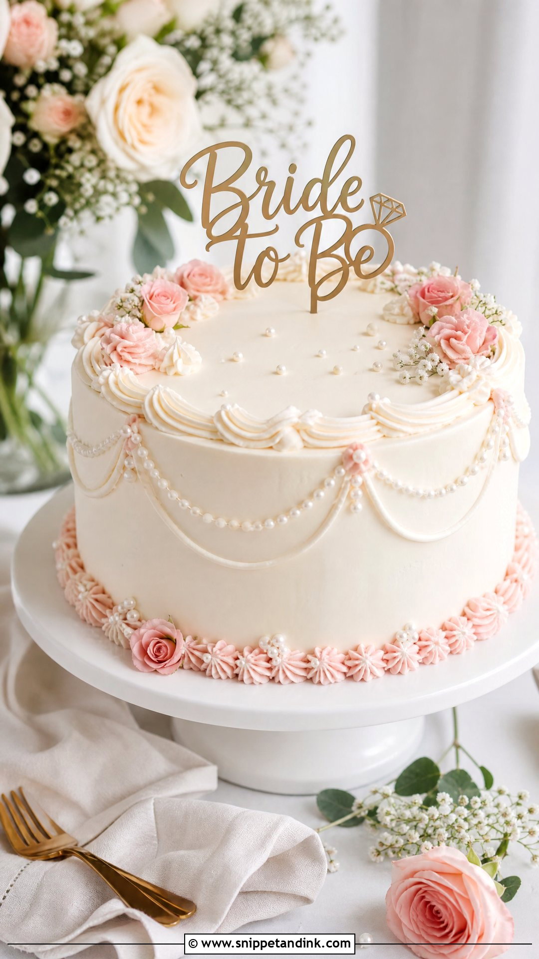 Bride To Be Buttercream Cake - Snippet and Ink - 35 Bride to Be Cake Ideas