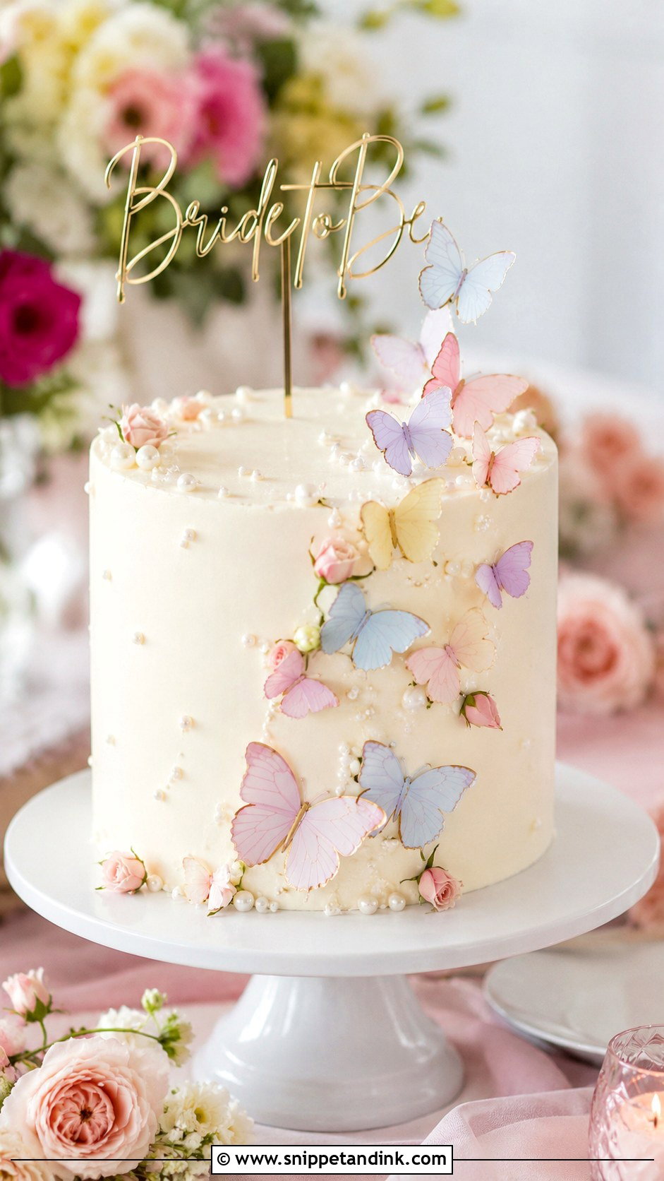 Bride To Be Butterfly Cake - Snippet and Ink - 20 Bride to Be Cake Designs