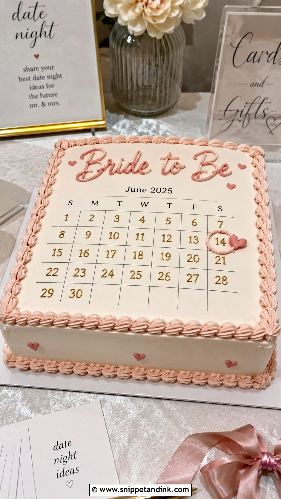 Bride To Be Calendar Cake - Snippet and Ink - 20 Funny Bride to Be Cake Ideas
