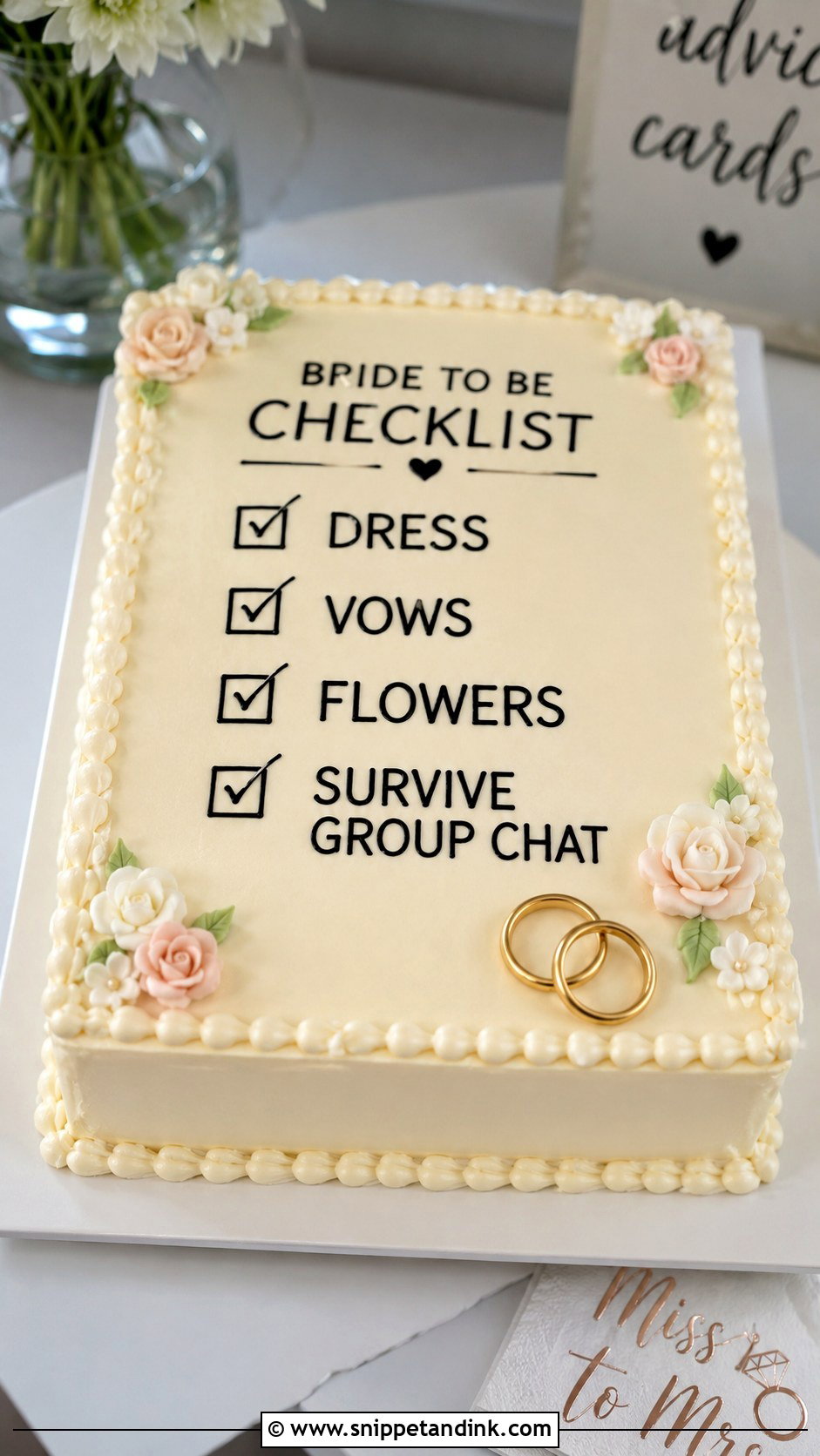 Bride To Be Checklist Cake - Snippet and Ink - 20 Funny Bride to Be Cake Ideas