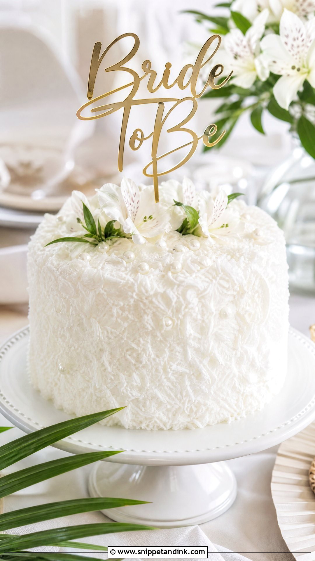 Bride To Be Coconut Cake - Snippet and Ink - 25 Simple Bride to Be Cake Ideas