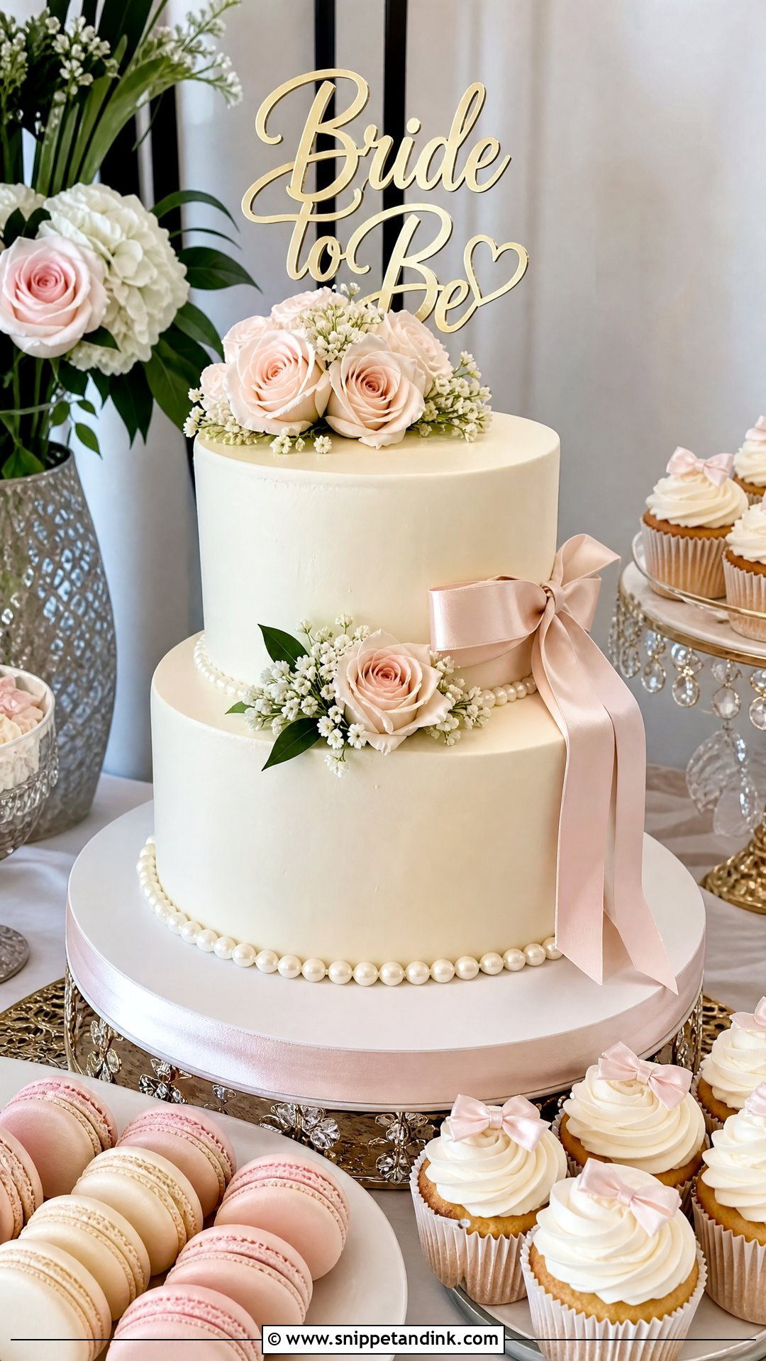 Bride To Be Dessert Table Cake - Snippet and Ink - 30 Bride to Be Cakes Ideas