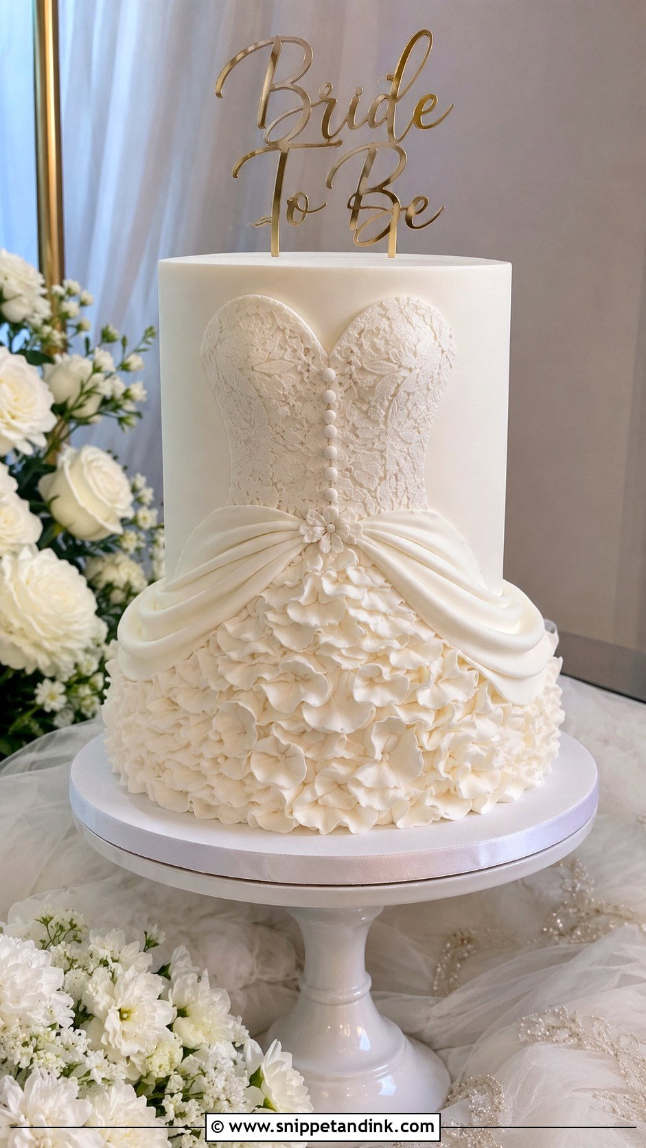 Bride To Be Dress Cake - Snippet and Ink - 20 Bride to Be Cake Designs
